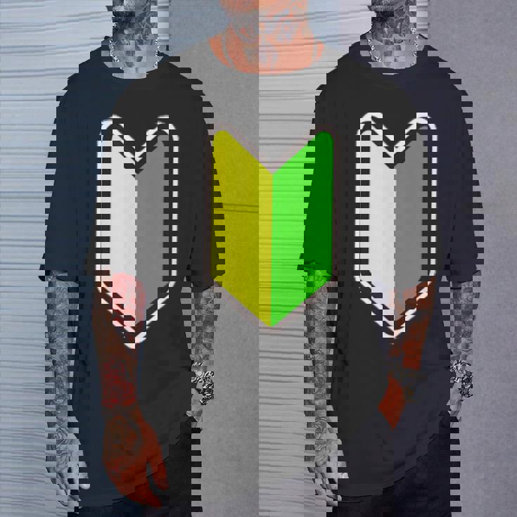 オリジナル個性派パロディ日本の道路交通法標識初心者マークプリント Tシャツ 彼への贈り物