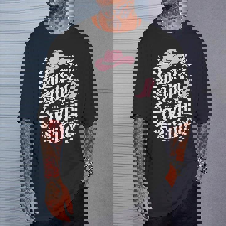 カウガールブーツ、キラキラ、カントリーミュージックギフト Tシャツ 彼への贈り物