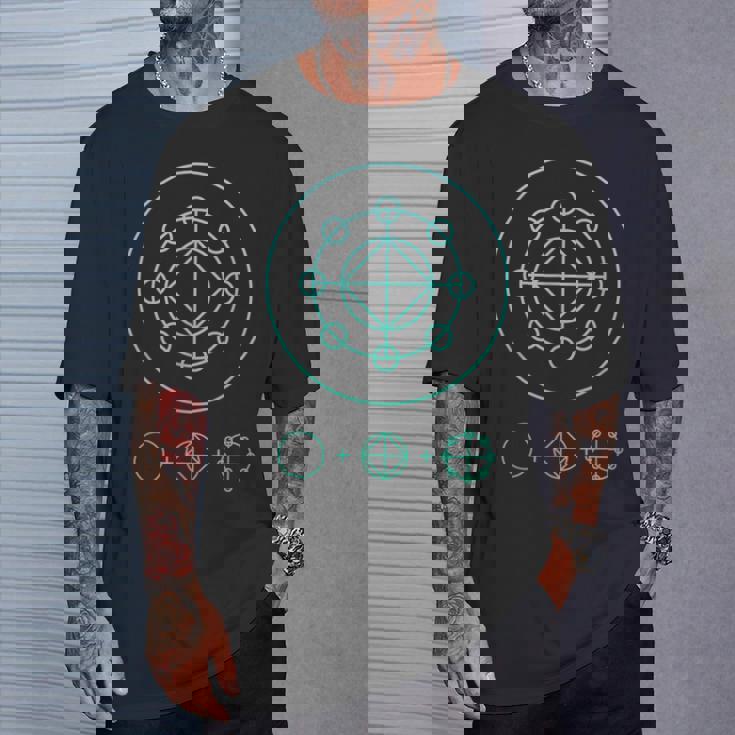 カタカムナウタヒ 三種の神器（ヤタノカガミ 八咫鏡、剣、勾玉） 神代文字 Tシャツ 彼への贈り物