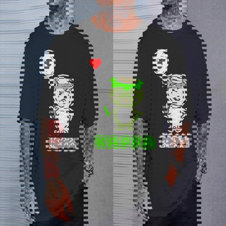 カッパくん『ハート』河童【どうぶつフレンズ】妖怪 ゆるくて かわいい キャラクター イラスト Tシャツ 彼への贈り物