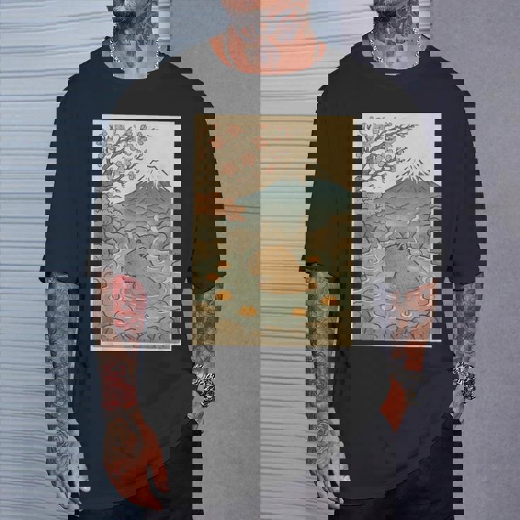 カピバラ 桜と温泉のカワイイアート Tシャツ 彼への贈り物