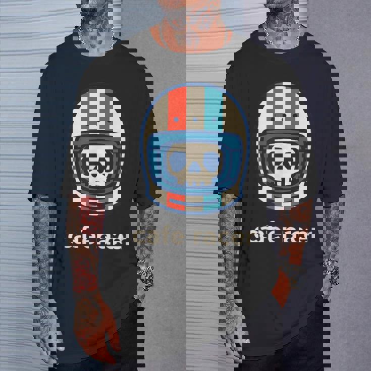 カフェレーサー トレンディ シンプル ヘルメット デザイン バイク Tシャツ 彼への贈り物