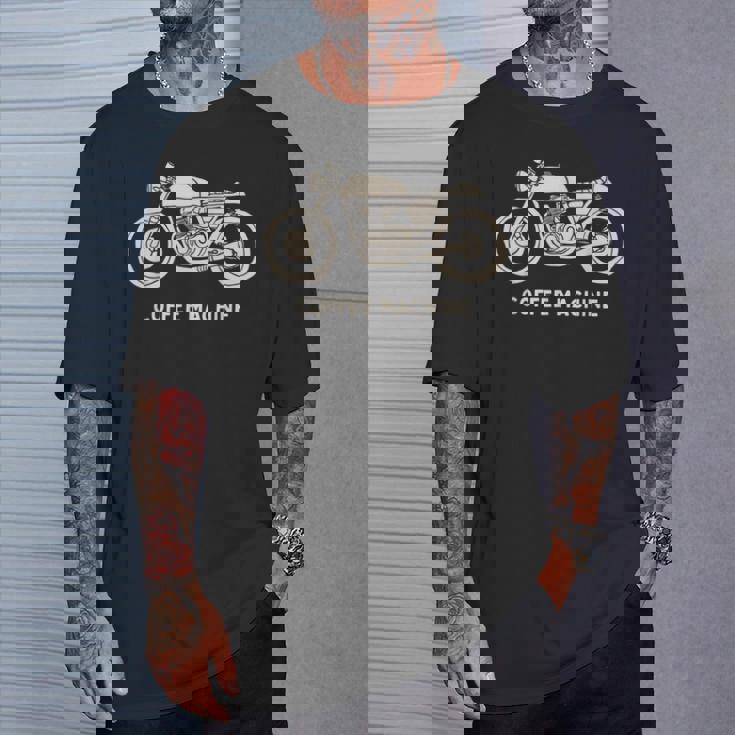 カフェレーサー 手描きバイクデザイン Tシャツ 彼への贈り物