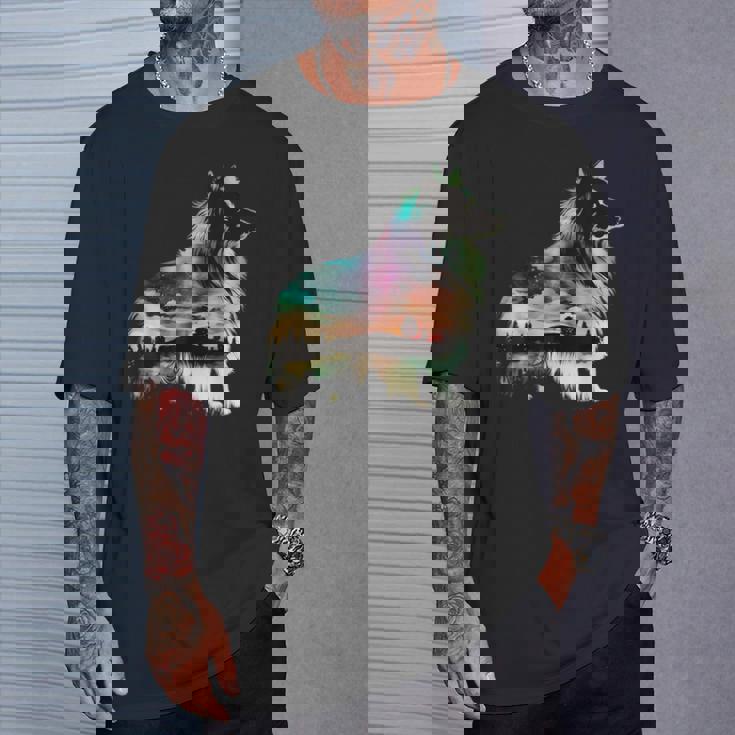 カラフル シェルティ 自然 シェットランド シープドッグ 反射 Tシャツ 彼への贈り物