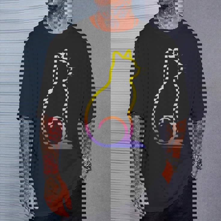 カラフルなかわいい猫 足 Tシャツ 彼への贈り物