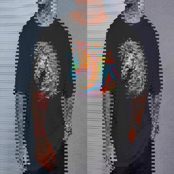 カラフルなアイルランドのドラフト馬愛好家スプラッシュアート Tシャツ 彼への贈り物