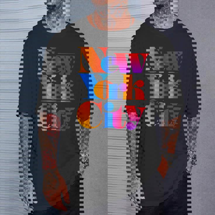 カラフルなニューヨークシティファッショングラフィックtシャツ、ニューヨーク市 Tシャツ 彼への贈り物