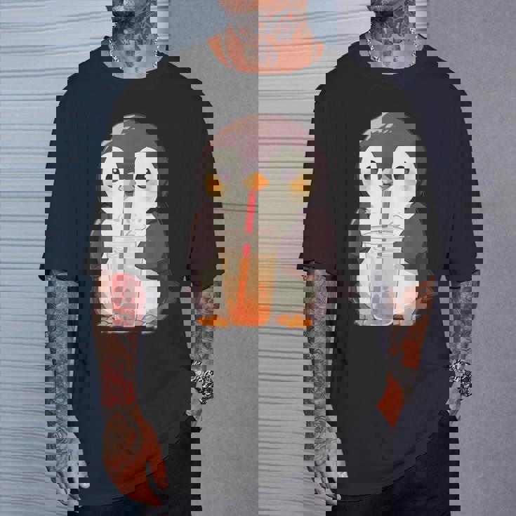 カワイイ ペンギンドリンク バブルティー ペンギンボバ Tシャツ 彼への贈り物