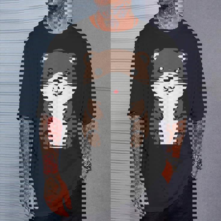 カワウソの赤ちゃん 動物 かわいい シンプルな小さなカワウソ Tシャツ 彼への贈り物