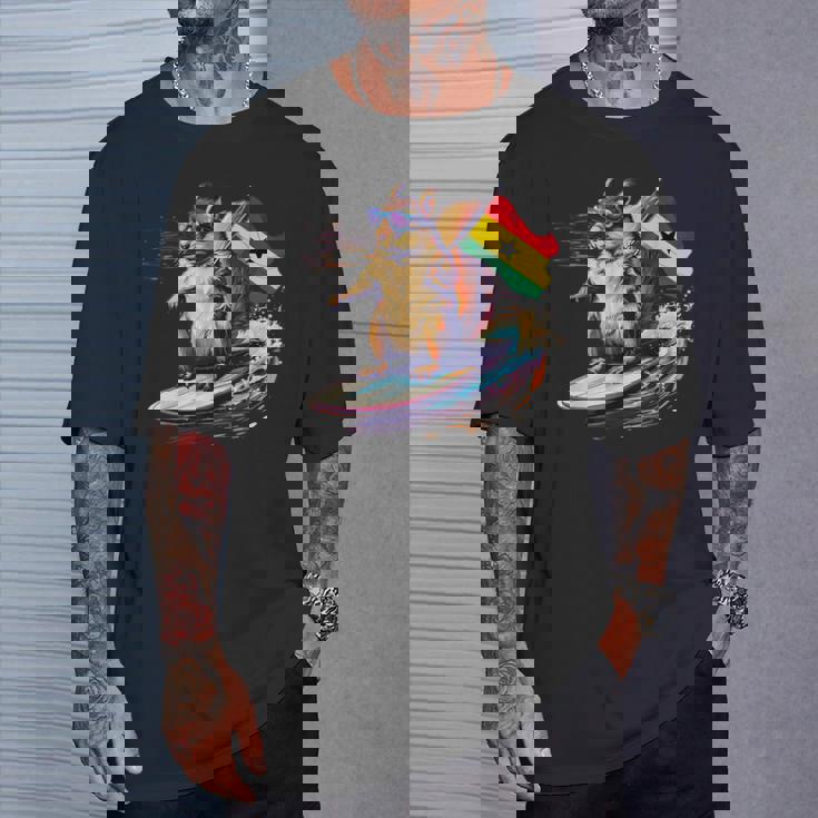 ガーナ プライド サーフィン リス ガーナのルーツ ガーナ国旗 Tシャツ 彼への贈り物