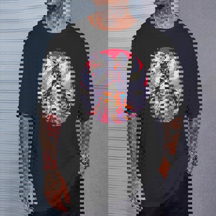 キツネ 九尾狐と日本アニメ 女の子 Tシャツ 彼への贈り物