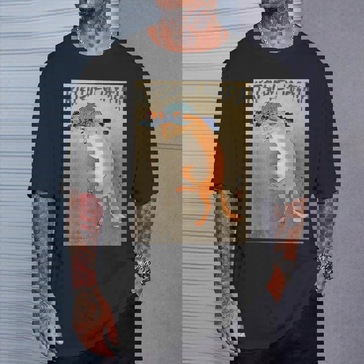 キツネマフィア アニメ 九尾狐魂 浮世絵 日本語 Tシャツ 彼への贈り物