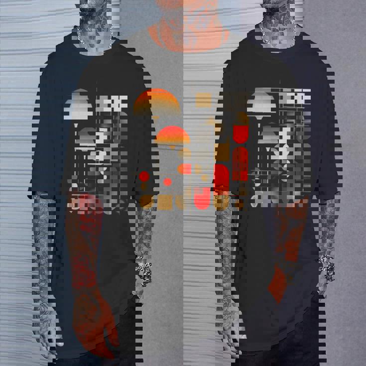 キノコ 幾何学 アート イラスト グラフィック キノコ Tシャツ 彼への贈り物