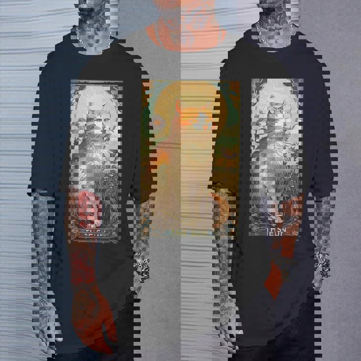 キャットタロットカード、サンタロットカード、アールヌーボーtシャツ Tシャツ 彼への贈り物