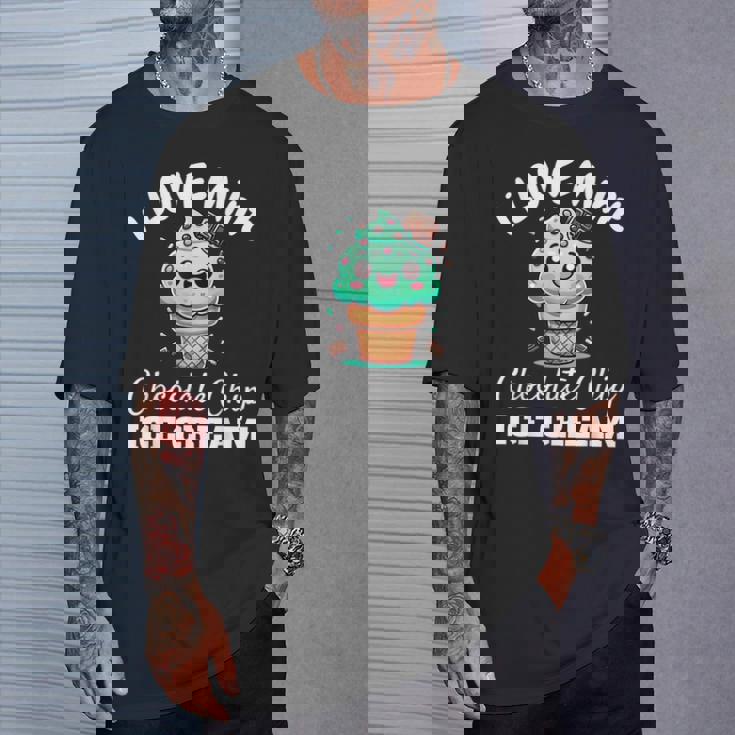 キュート アイラブミント チョコチップス アイスクリーム好き 夏 パーティー Tシャツ 彼への贈り物