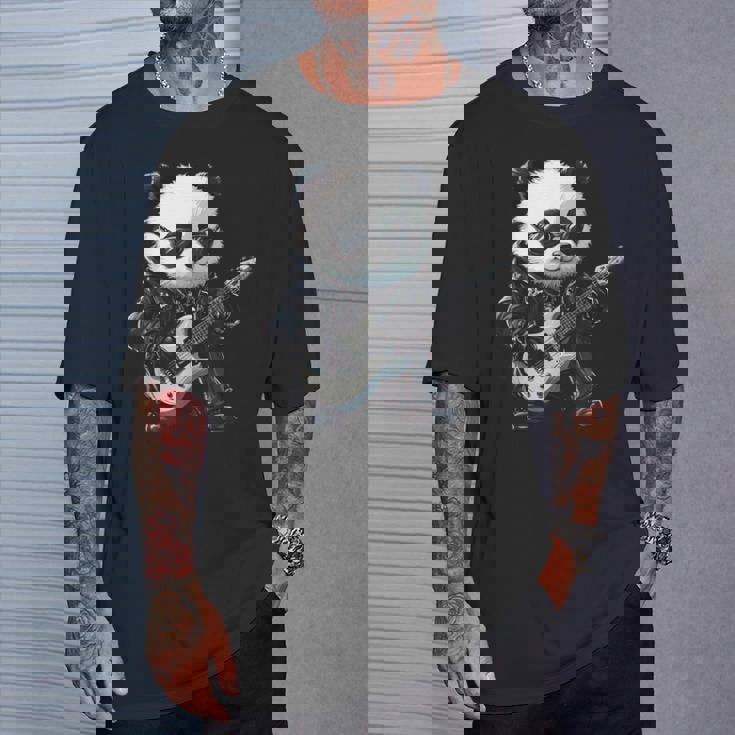 ギター ロック音楽を備えたヘビー ロック メタル パンダ Tシャツ 彼への贈り物