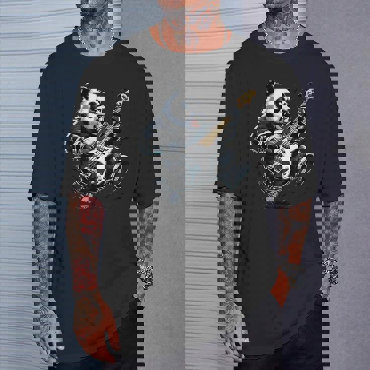 ギター付きパンダ グラフィック パンダ愛好家 パンダ ベース演奏 Tシャツ 彼への贈り物