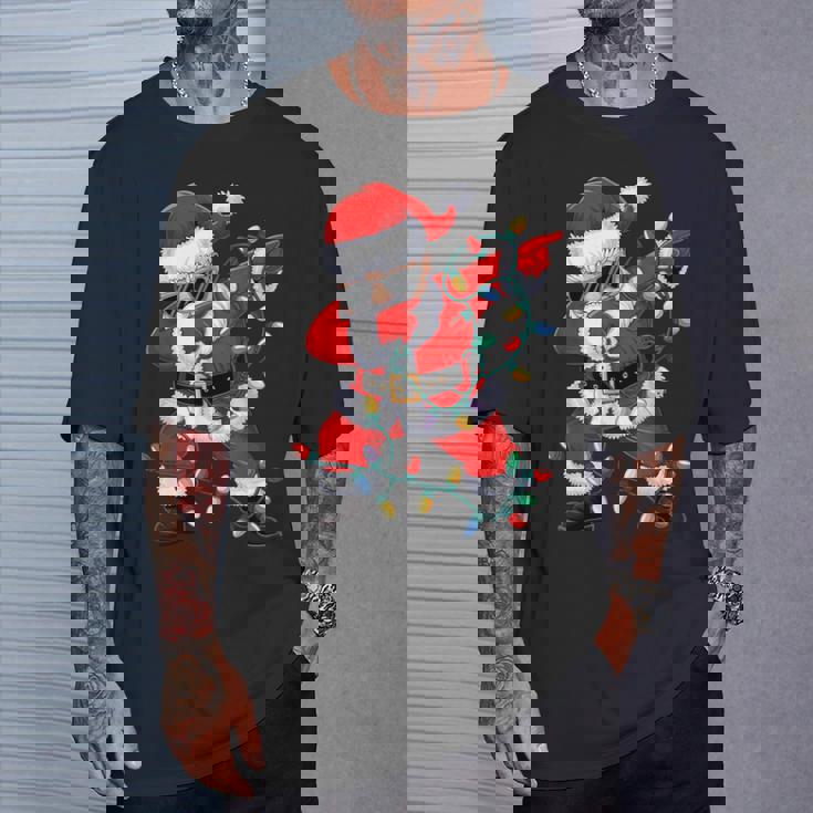 クリスマス サンタクロース ダビングダンス クリスマスライト 家族 Tシャツ 彼への贈り物