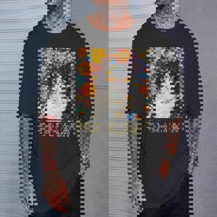 クリムト絵画の猫、猫好き、エキゾチックショートヘア、アーティスト Tシャツ 彼への贈り物