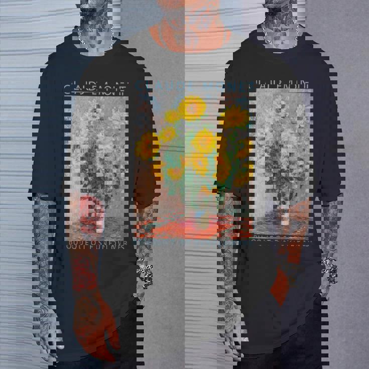 クロード モネ 面白いtシャツ 花 名作 アート ひまわりのブーケ 絵画 メンズ レディース 面白い 服 Tシャツ 彼への贈り物