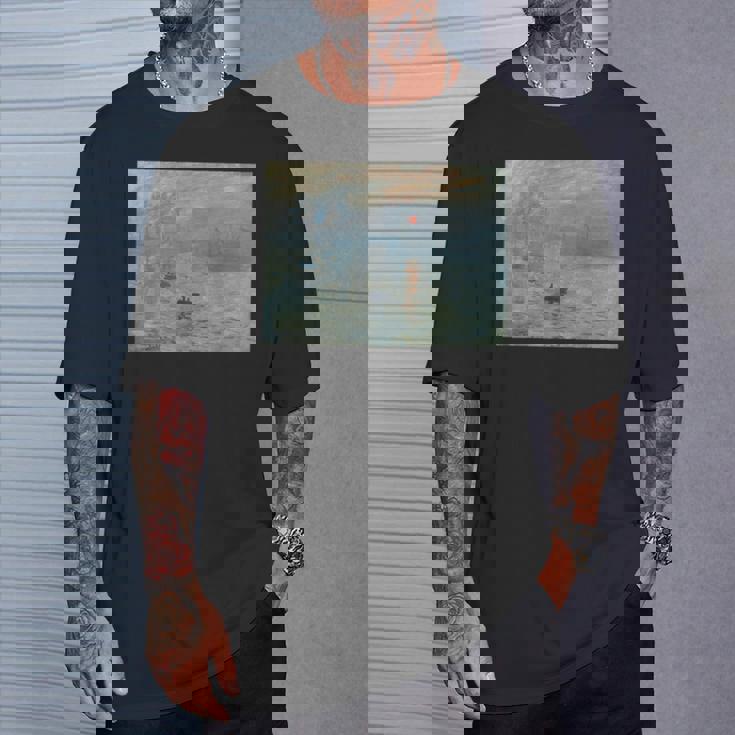 クロード・モネの印象、ソレイユ・レヴァント レトロtシャツ Tシャツ 彼への贈り物