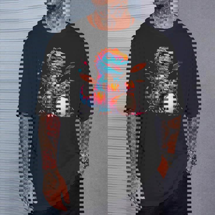 クールなt-Rex恐竜ドラマー音楽バンドデザイン。 Tシャツ 彼への贈り物