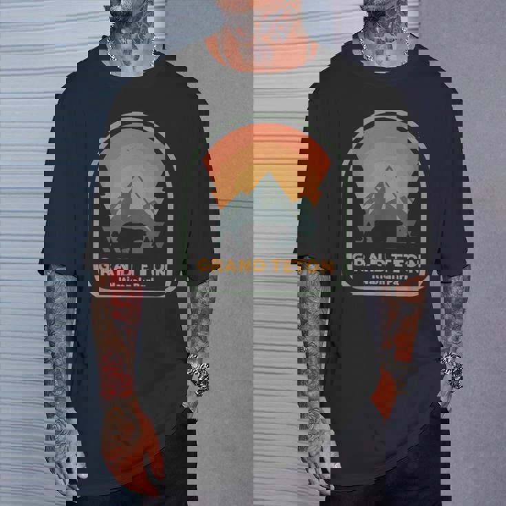 グランドティトン国立公園 レトロサンセット ヴィンテージ Tシャツ 彼への贈り物