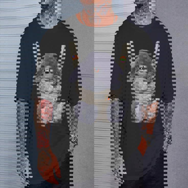 グレー 兎 うさぎ 抱っこ 抱っこ紐 Tシャツ 彼への贈り物