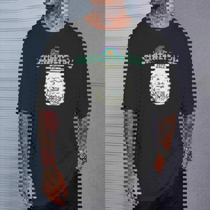 コットン オリジナル プリント ユーモア メダカ 鑑賞用 ロゴ Tシャツ 彼への贈り物