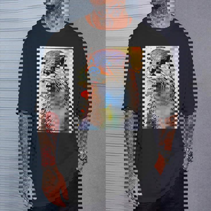 コツメカワウソ【どうぶつフレンズ】水彩画 動物 かわいい おしゃれ イラスト Tシャツ 彼への贈り物