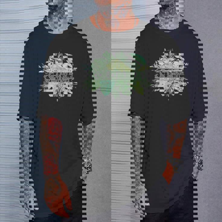 コロンビア ラテンアメリカ カリブ海 太平洋 エコツー リズム ギフト お土産 モンステラヤシ ビーチ ヤシの木 Tシャツ 彼への贈り物