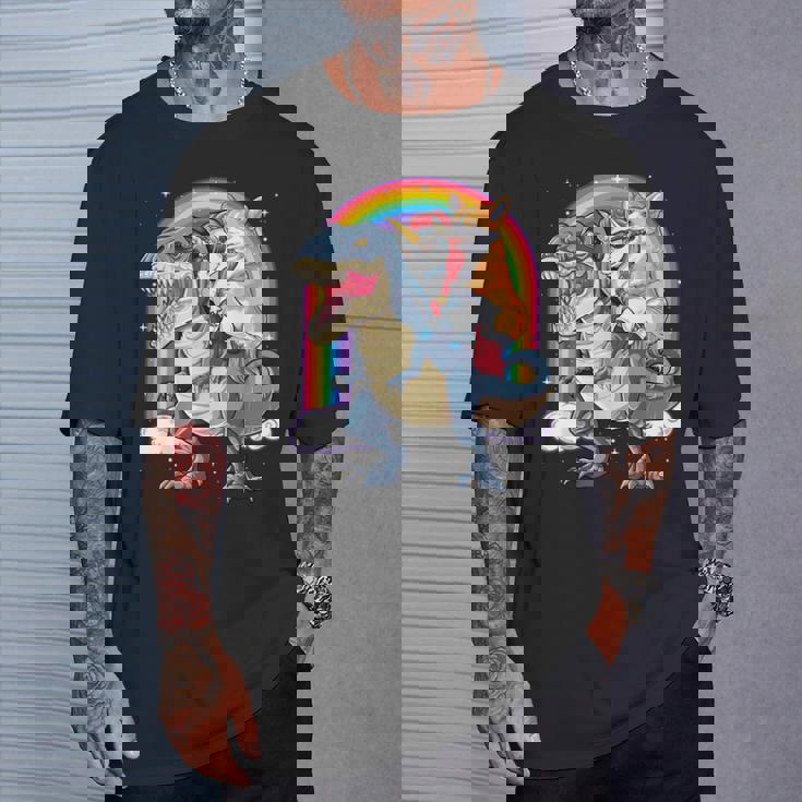 コーギー ユニコーン 恐竜 レックス キッズ ガールズ レインボー ギフト Tシャツ 彼への贈り物