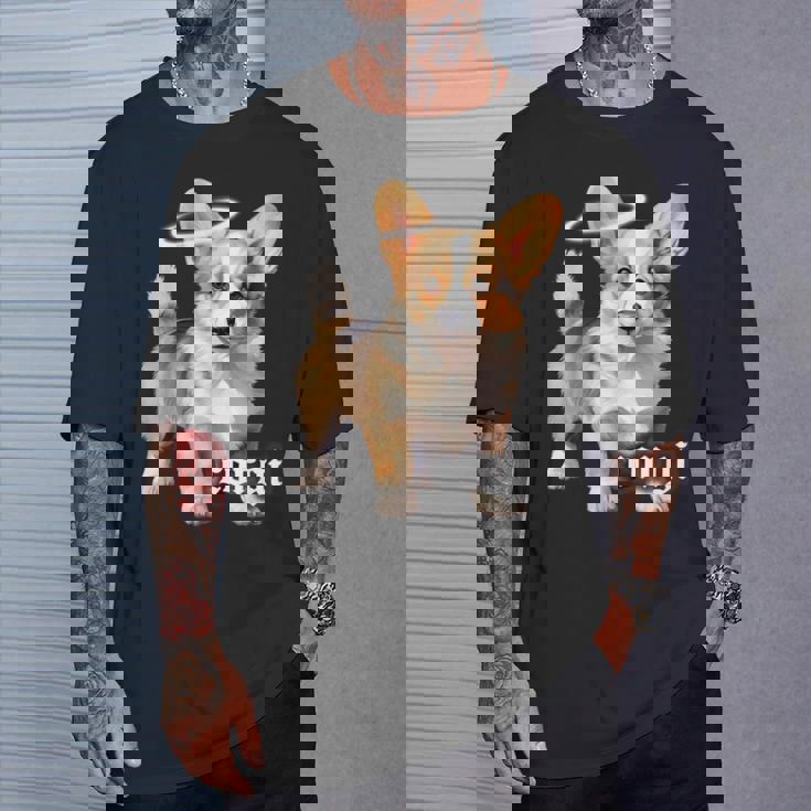 コーギー 天使 子犬 水彩 Tシャツ 彼への贈り物