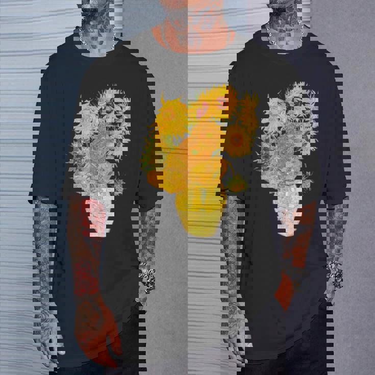 ゴッホのひまわりの現代美術の絵画 Tシャツ 彼への贈り物