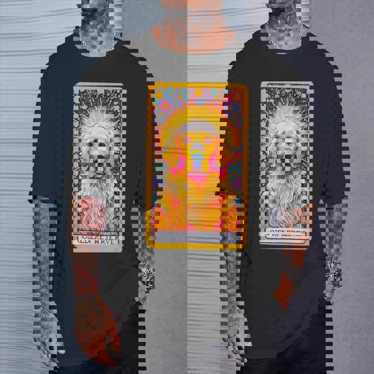 ゴールデンレトリバー 面白いtシャツ 犬 タロット カード メンズ 子供 おもしろ 服 グッズ ネタ わんこ Tシャツ 彼への贈り物