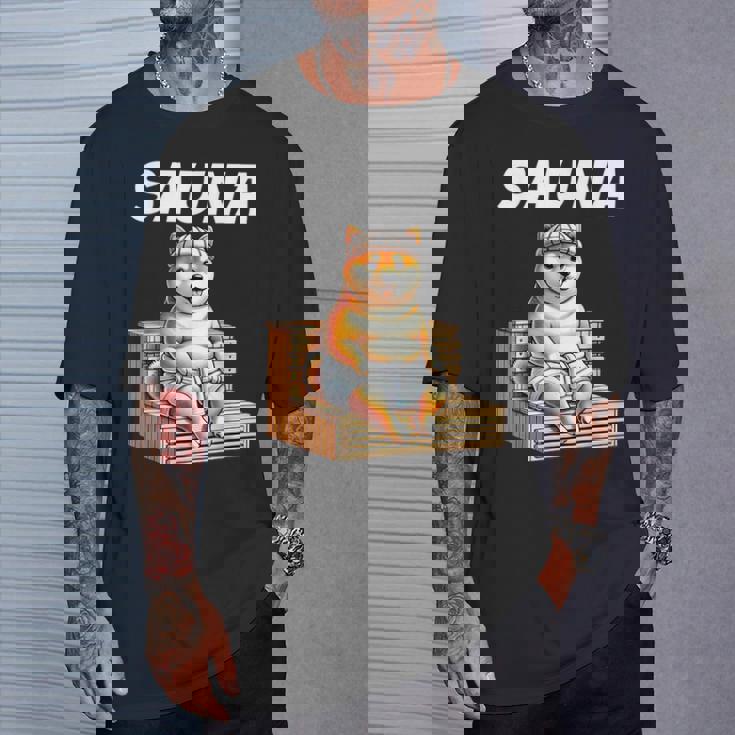 サウナauna さうな 整う アウトドア 焚火 おもしろ 犬 柴犬好き 柴犬 名言 文字 面白い ふざけた ネタ Tシャツ 彼への贈り物