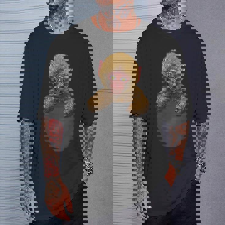 サル 猿 ニホンザル ポケット Tシャツ 彼への贈り物