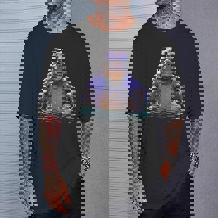 サングラスをかけたカバ カバ かわいいカバ Tシャツ 彼への贈り物