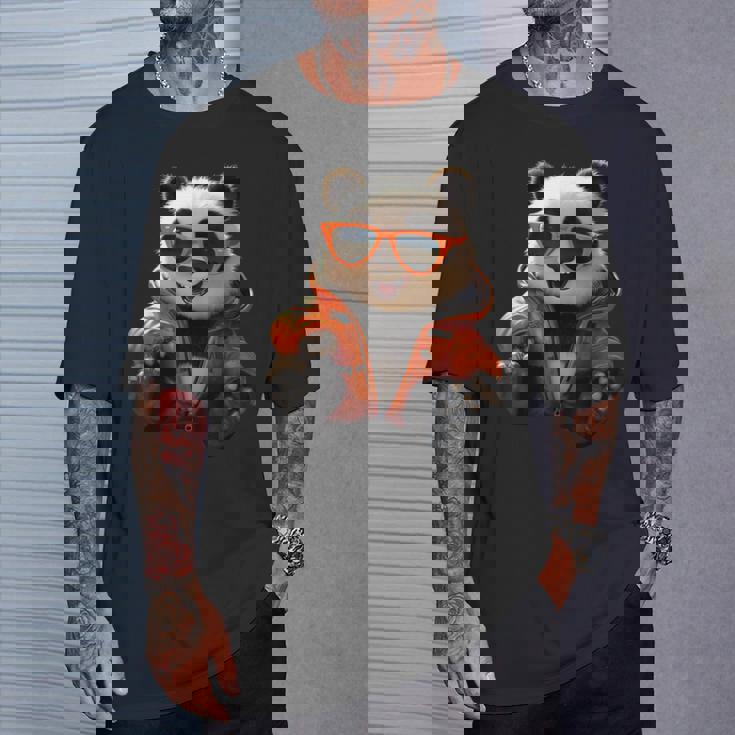 サングラスをかけたパンダベア動物の友人愛かわいいパンダベア Tシャツ 彼への贈り物