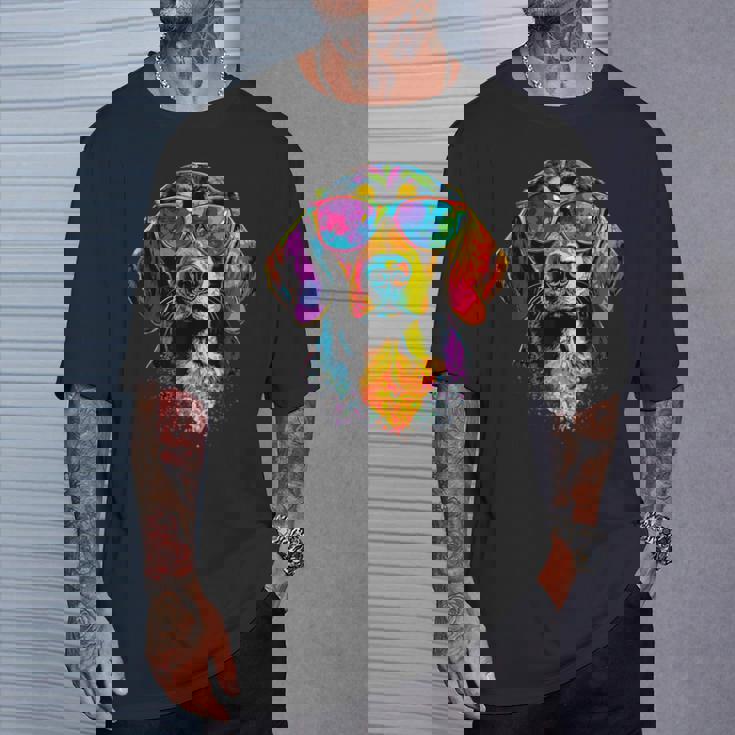 サングラスをかけたビーグル ビーグル子犬 かわいい イングリッシュビーグル Tシャツ 彼への贈り物