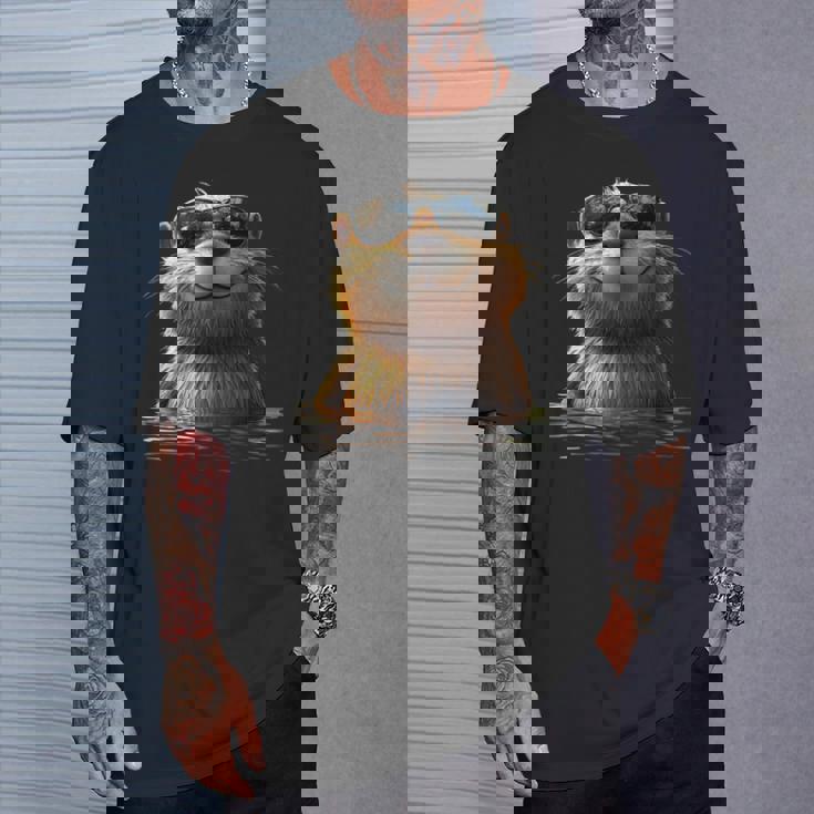 サングラスをかけたビーバー げっ歯類が大好き かわいいビーバー Tシャツ 彼への贈り物