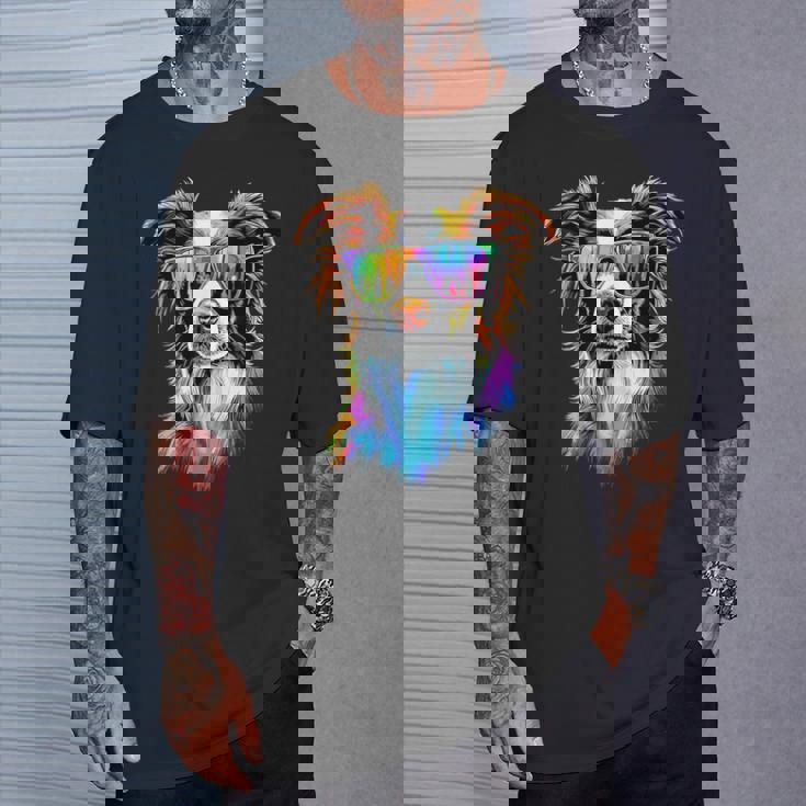 サングラスをかけたボーダーコリー 子犬 かわいいボーダーコリー Tシャツ 彼への贈り物