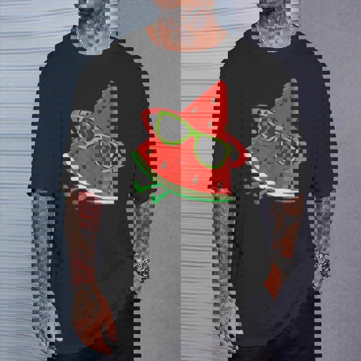 サングラス面白いスイカとスイカの夏のメロン Tシャツ 彼への贈り物