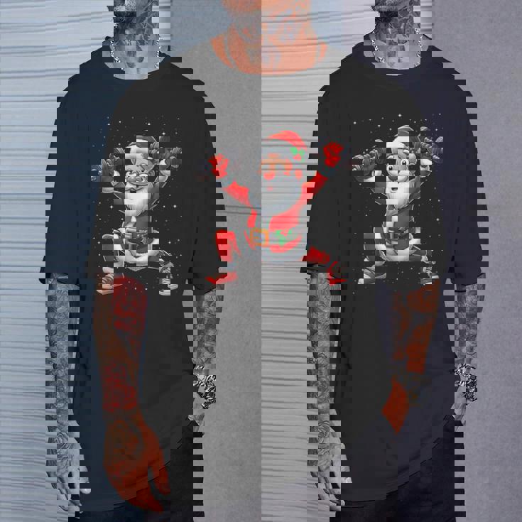 サンタ ウエイトリフティング ジム トレーニング クリスマス フィットネス Tシャツ 彼への贈り物