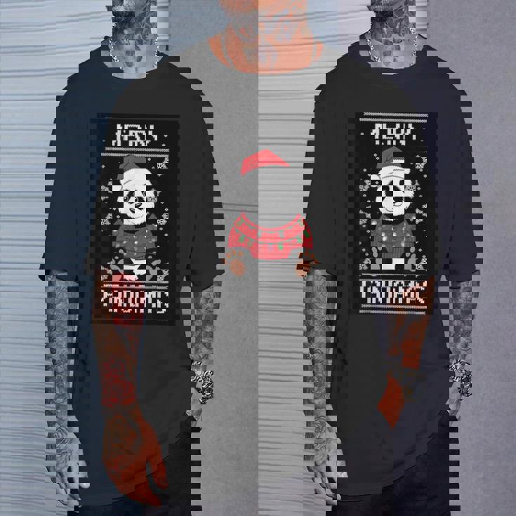 サンタ帽子付きパンダ 醜いクリスマス X-Mas Tシャツ 彼への贈り物