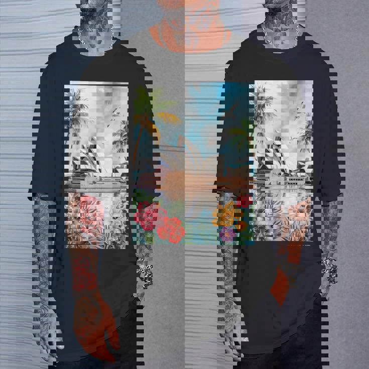 シドニーオペラハウスと南国の自然 Tシャツ 彼への贈り物