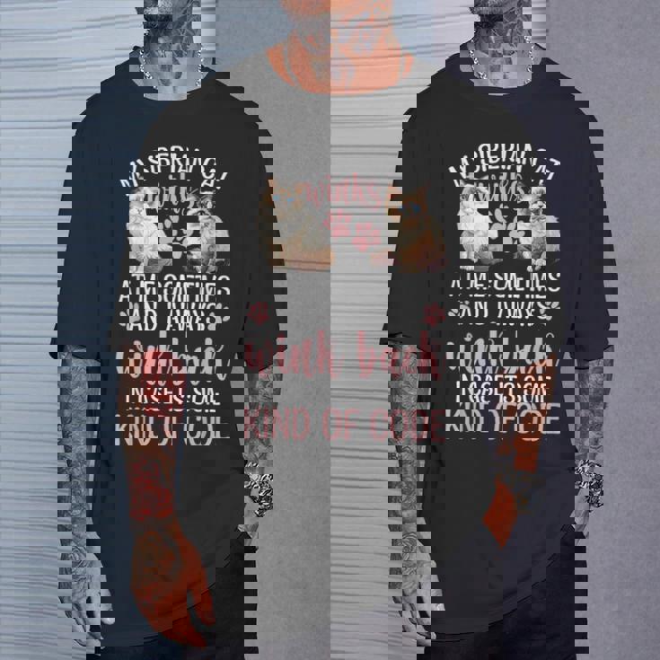 シベリアの森の猫猫の愛を言う面白い猫 Tシャツ 彼への贈り物