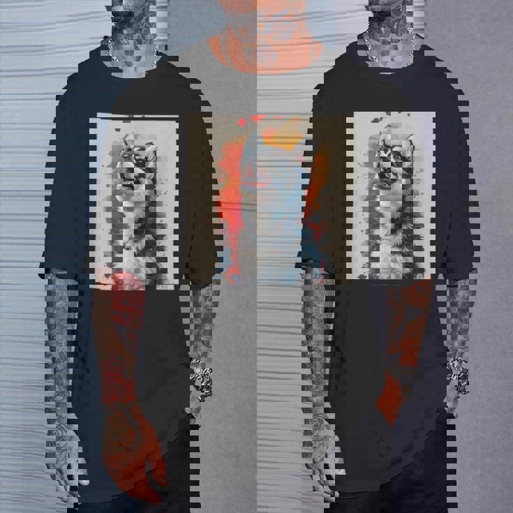 シベリアンハスキー子犬の笑いグラフィック。 Tシャツ 彼への贈り物