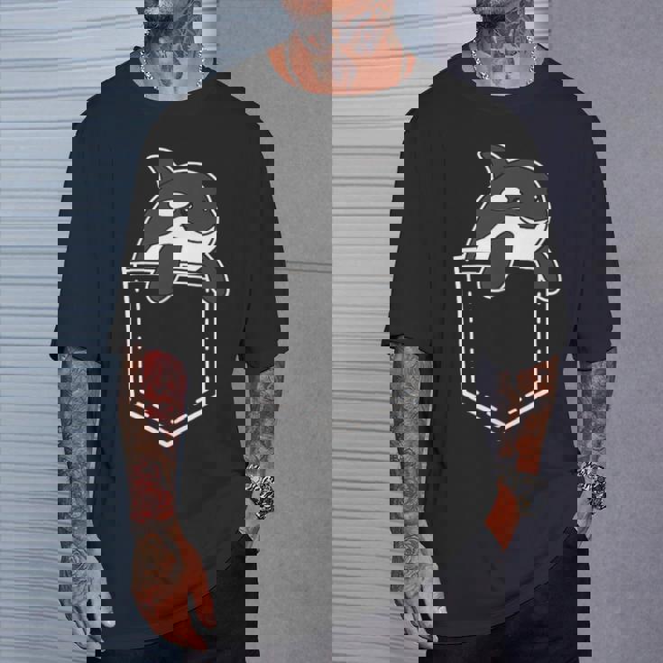 シャチポケット おもしろシャチ シャチ 海の動物 Tシャツ 彼への贈り物