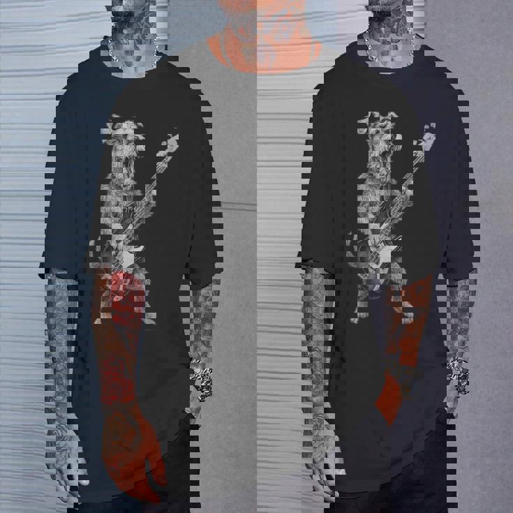 シュナウザー 演奏 ベース ギター ロックミュージック 犬好き Tシャツ 彼への贈り物